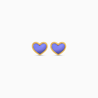 Vivante Kids Purple Heart-shaped 18k Yellow Gold Earrings