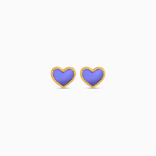 Vivante Kids Purple Heart-shaped 18k Yellow Gold Earrings