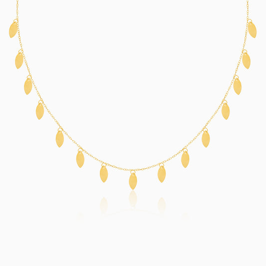 18K Gold Dangling Leaf-Shaped Necklace