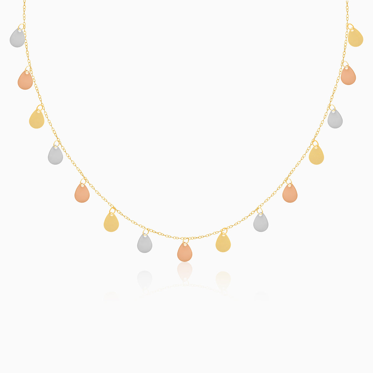 18K Multicolour Dangling Pear-Shaped Necklace