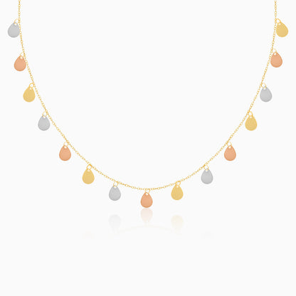 18K Multicolour Dangling Pear-Shaped Necklace