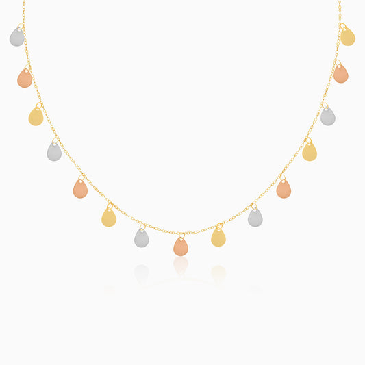 18K Multi-Color Dangling Pear-Shaped Necklace