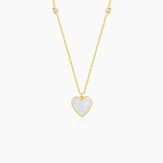 Mosaic 18k Yellow Gold Heart Necklace with Natural Diamonds