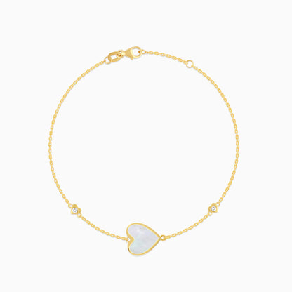 Mosaic 18k Yellow Gold Heart Bracelet with Natural Diamonds