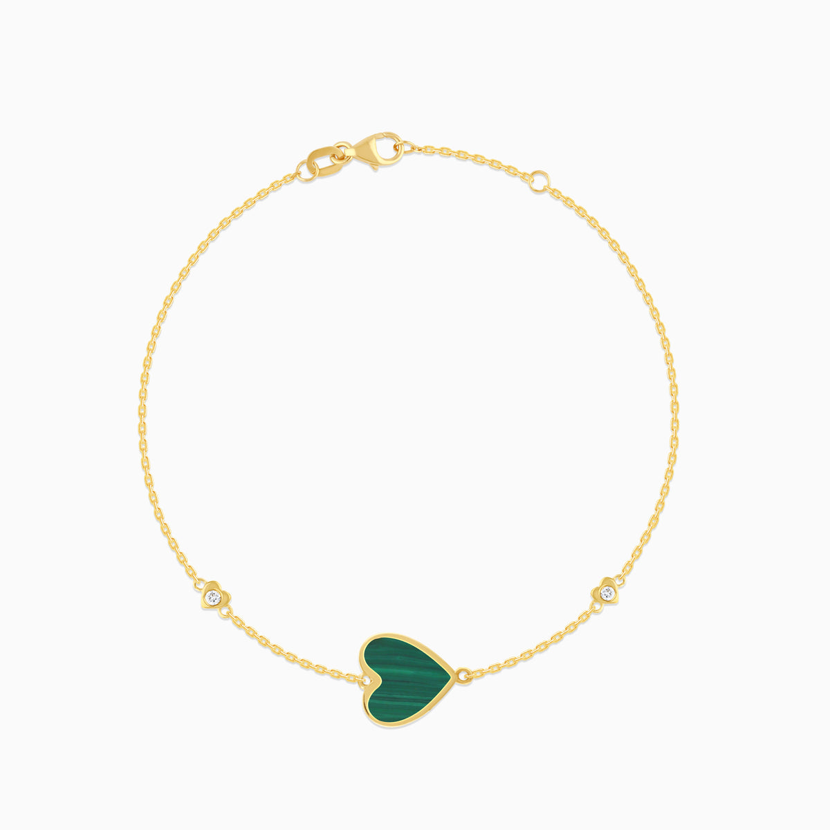 Mosaic 18k Yellow Gold Heart Bracelet with Natural Diamonds