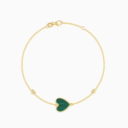 Mosaic 18k Yellow Gold Heart Bracelet with Natural Diamonds