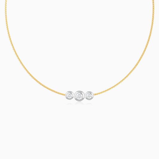 Flio 18k Yellow and White Gold Choker with 3 Natural Diamonds