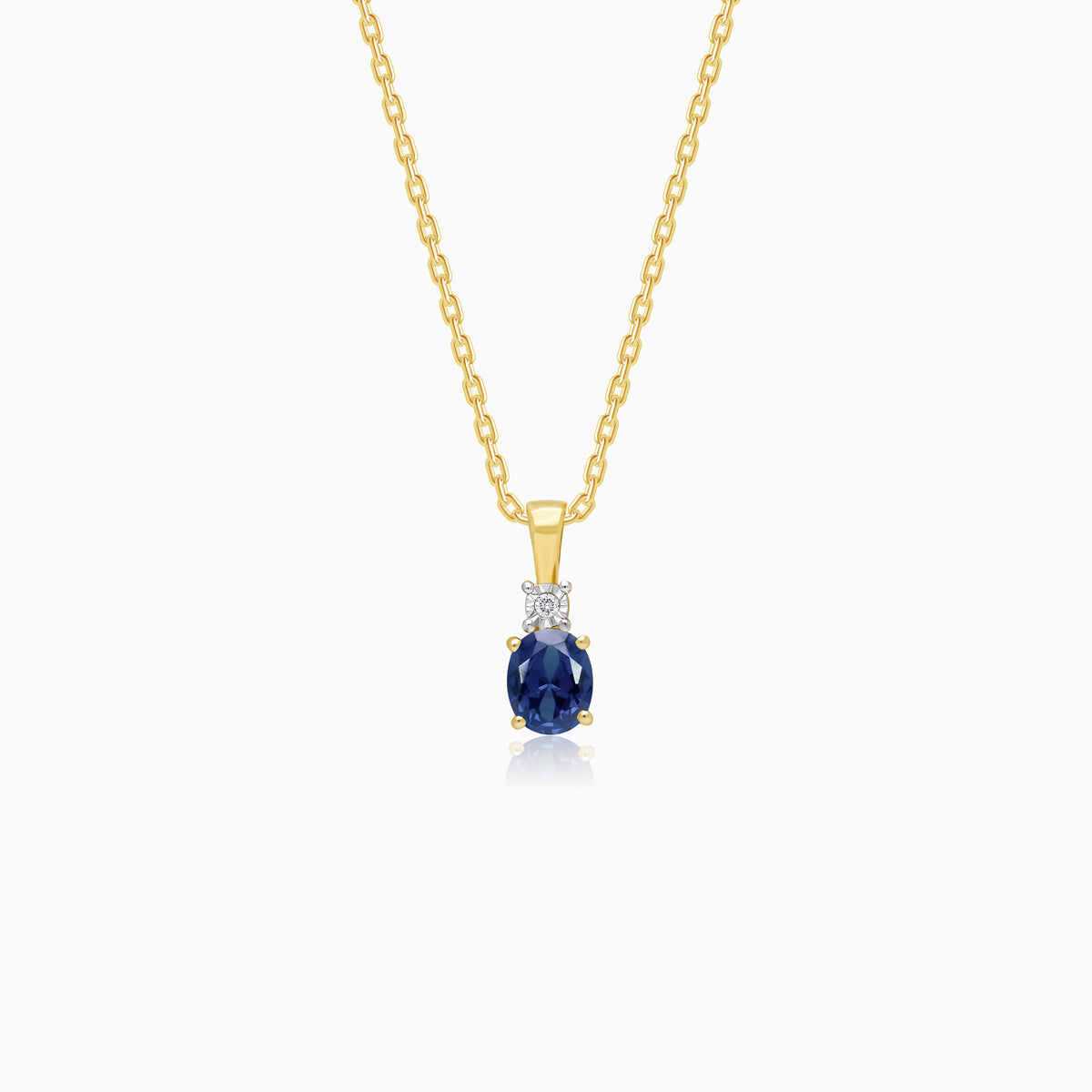 Coloure Classic 18k Yellow Gold Sapphire and Natural Diamonds Necklace