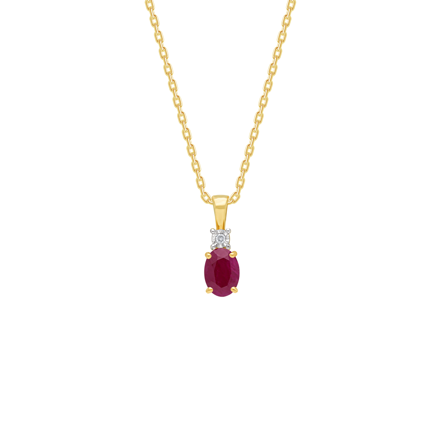 Colour Classic Natural Diamond and Ruby 18k Gold Necklace