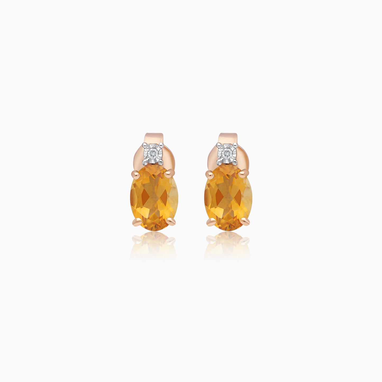 18k Gold Earrings Citrine and Natural Diamonds | Colour Classic