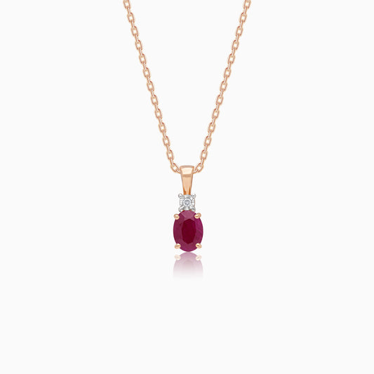 Colour Classic 18K Rose Gold Natural Diamond & Ruby Necklace