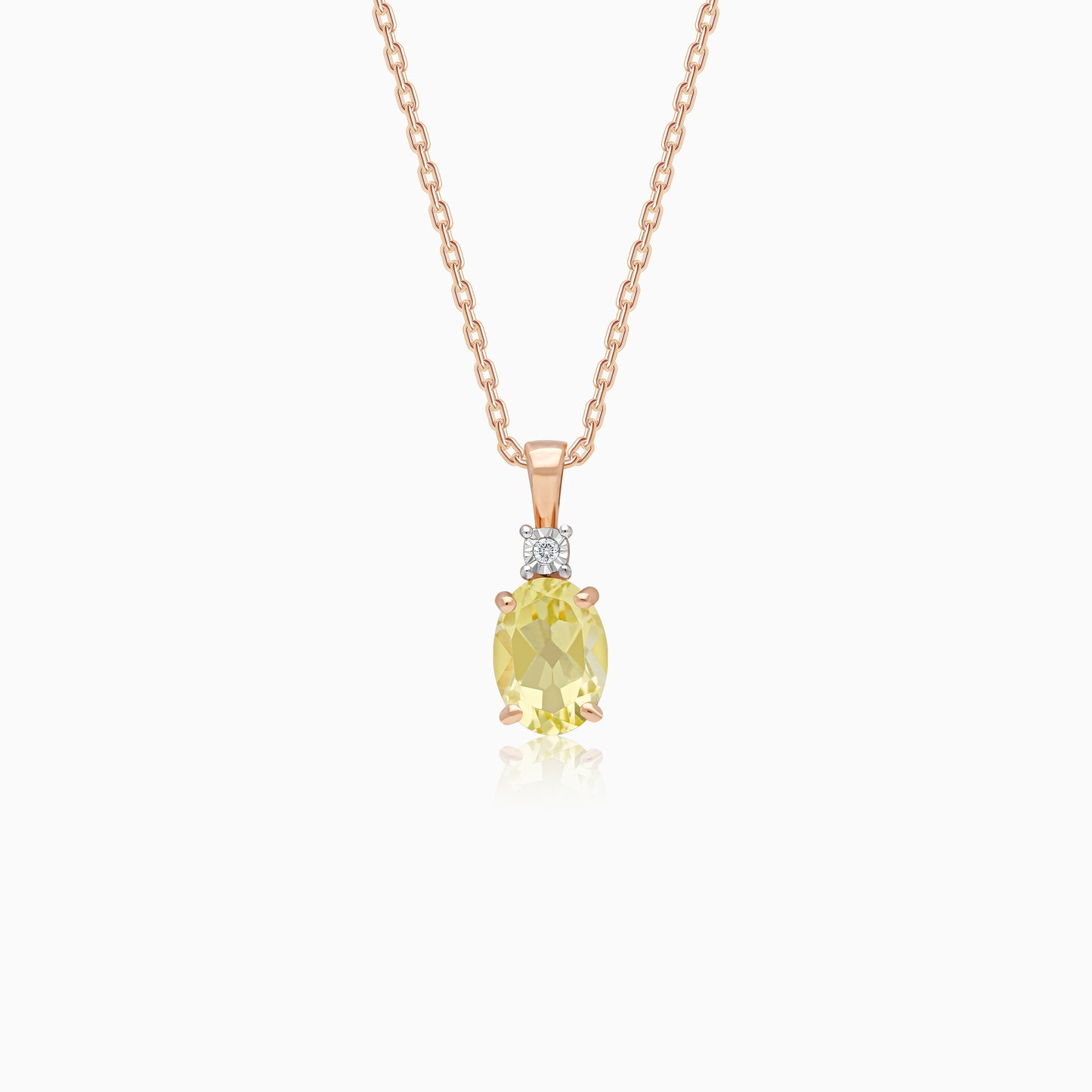 Lemon Quartz & Natural Diamond Necklace