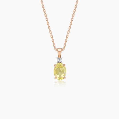 Lemon Quartz & Natural Diamond Necklace
