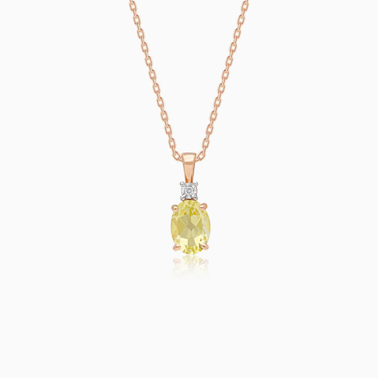 Lemon Quartz & Natural Diamond Necklace