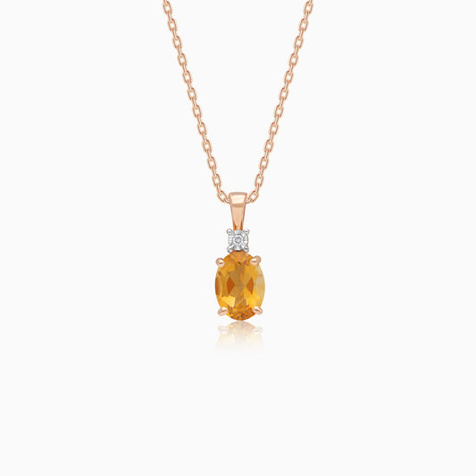 18k Gold Citrine & Natural Diamonds Necklace | Colour Classic