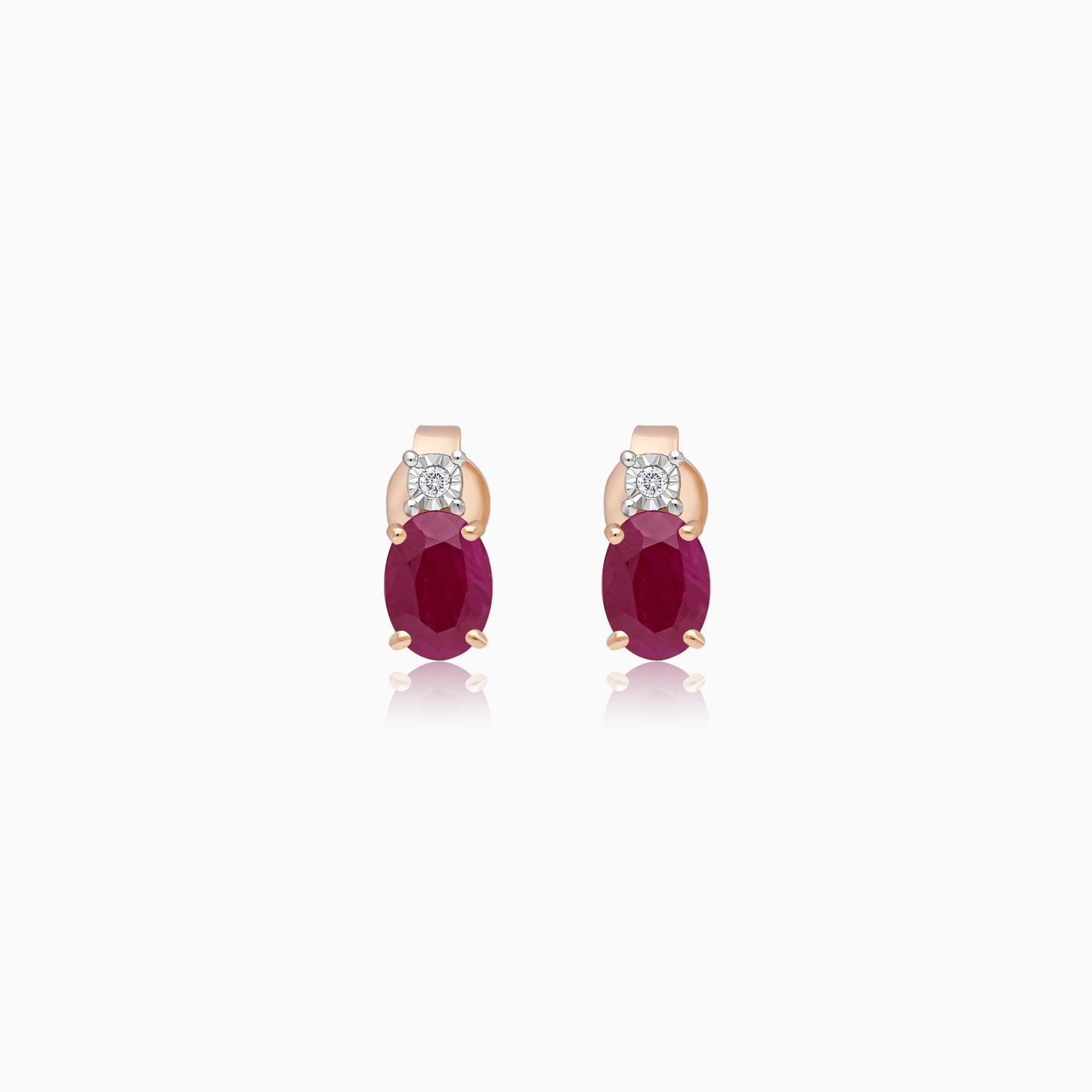 Colour Classic 18k Rose Gold Natural Diamonds and Ruby Earrings