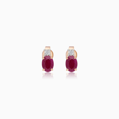Colour Classic 18k Rose Gold Natural Diamonds and Ruby Earrings