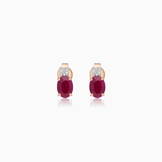 Colour Classic 18k Rose Gold Natural Diamonds and Ruby Earrings