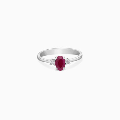 Colour Classic Natural Diamonds and Ruby 18k Gold Ring