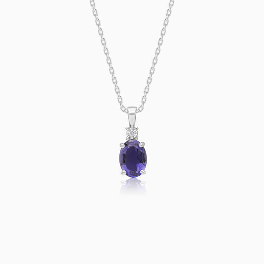 Colour Classic 18k Gold Iolite and Natural Diamond Necklace