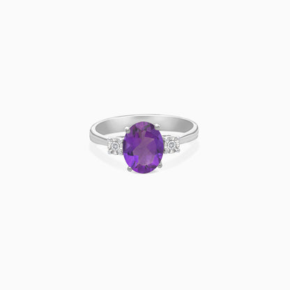 18K Gold Amethyst & Natural Diamonds Ring | Colour Classic