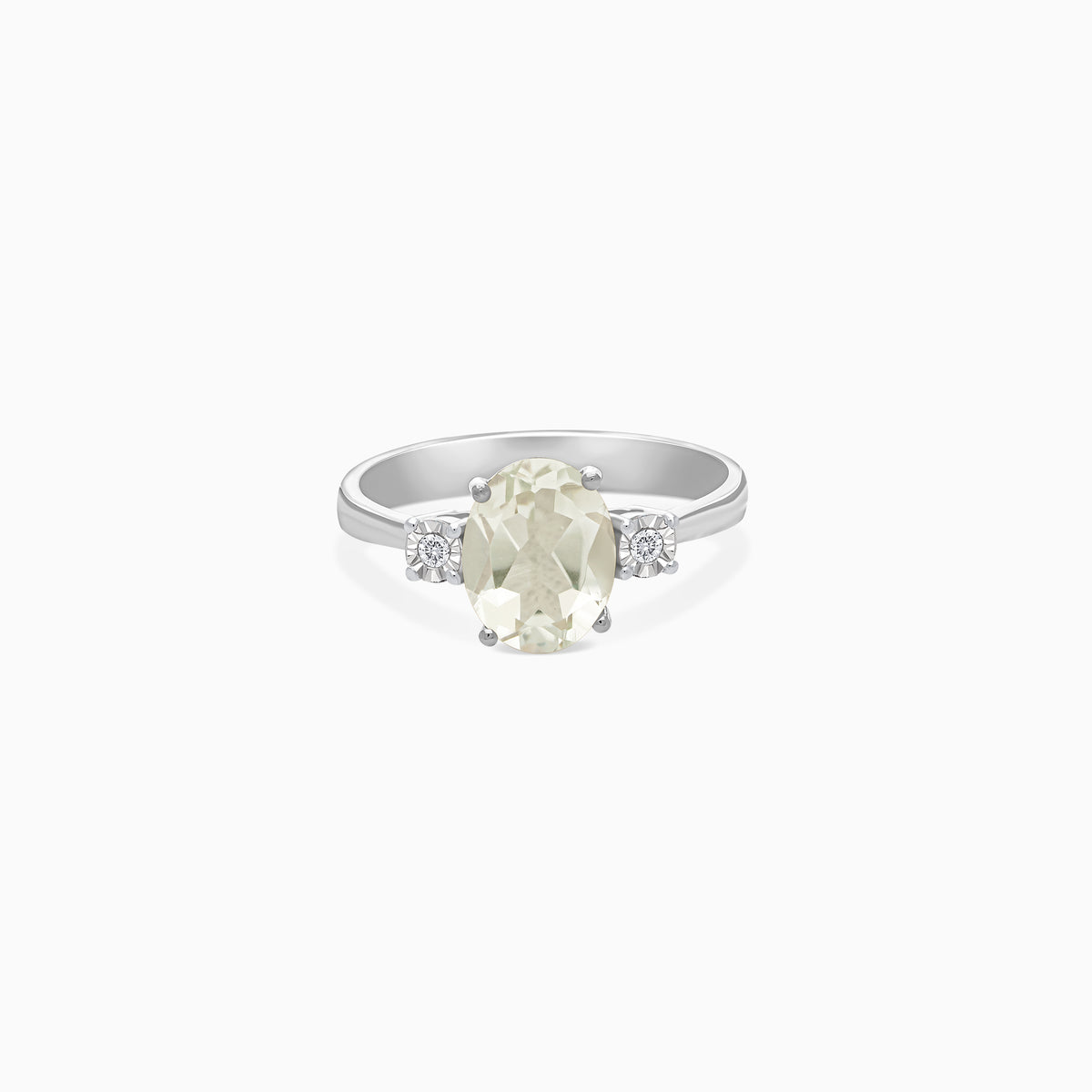 Colour Classic 18K Gold Prasiolite & Natural Diamond Ring