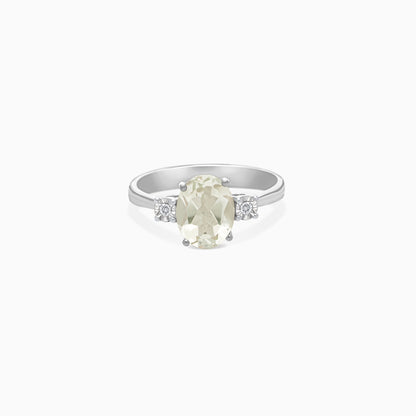 Colour Classic 18K Gold Prasiolite & Natural Diamond Ring