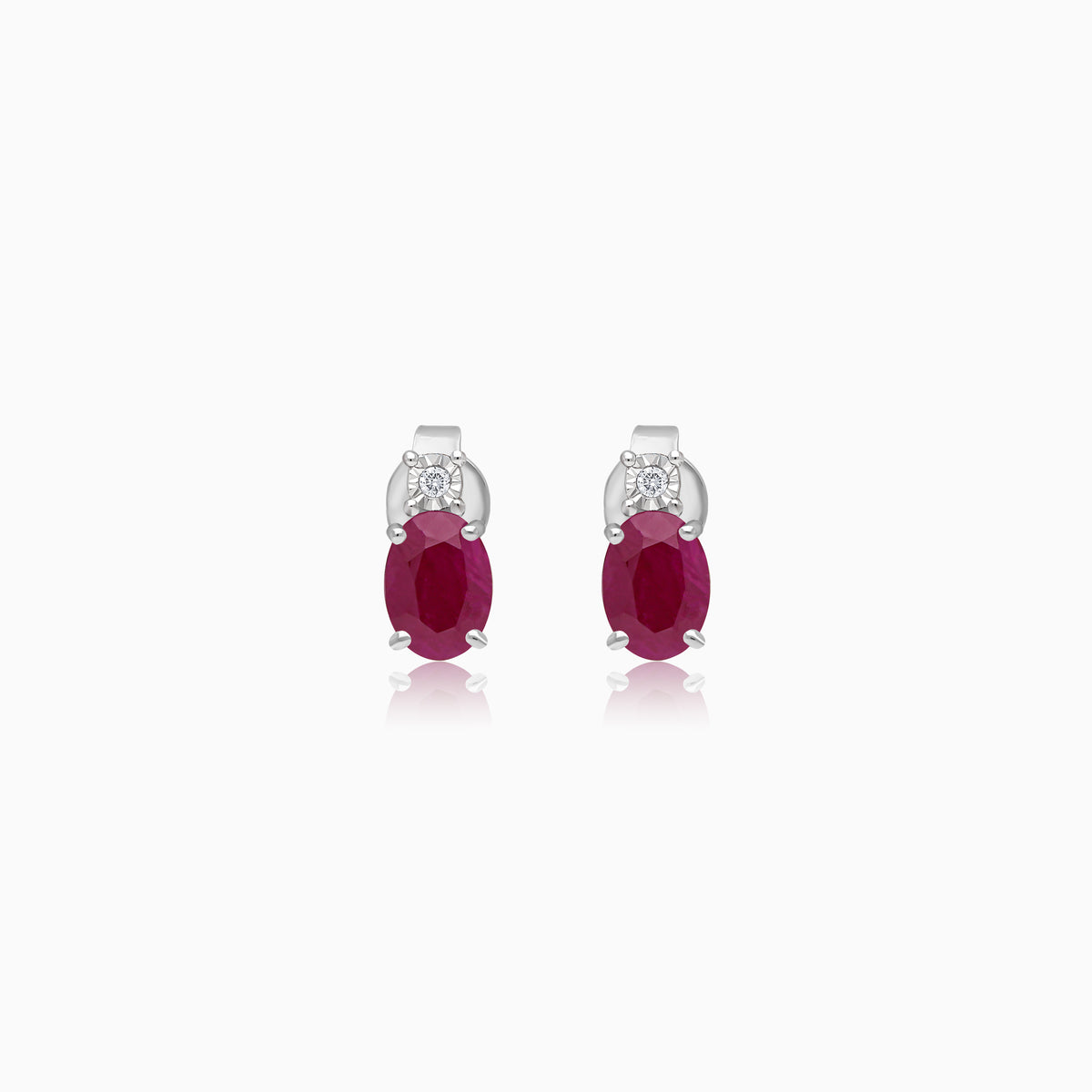 Colour Classic 18k Gold Natural Diamonds and Ruby Earrings