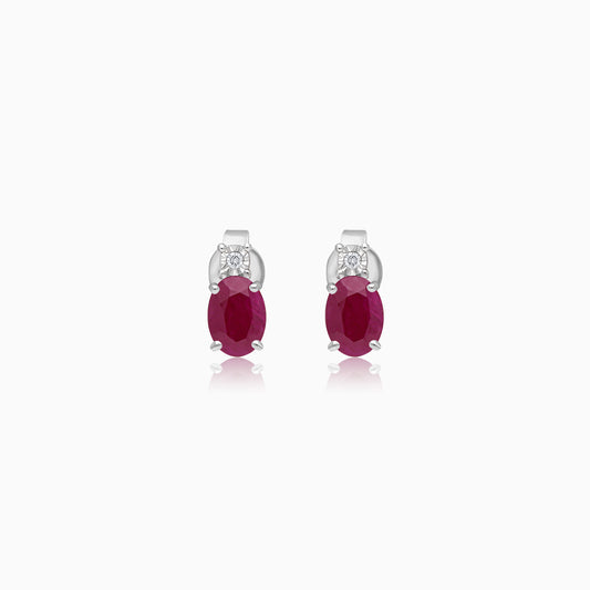 Colour Classic 18k Gold Natural Diamonds and Ruby Earrings
