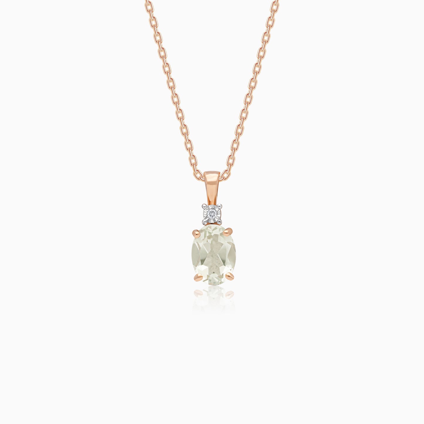 Colour Classic 18k Gold Prasiolite and Natural Diamond Necklace