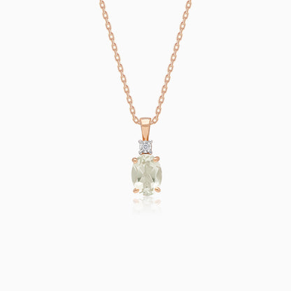 Colour Classic 18k Gold Prasiolite and Natural Diamond Necklace