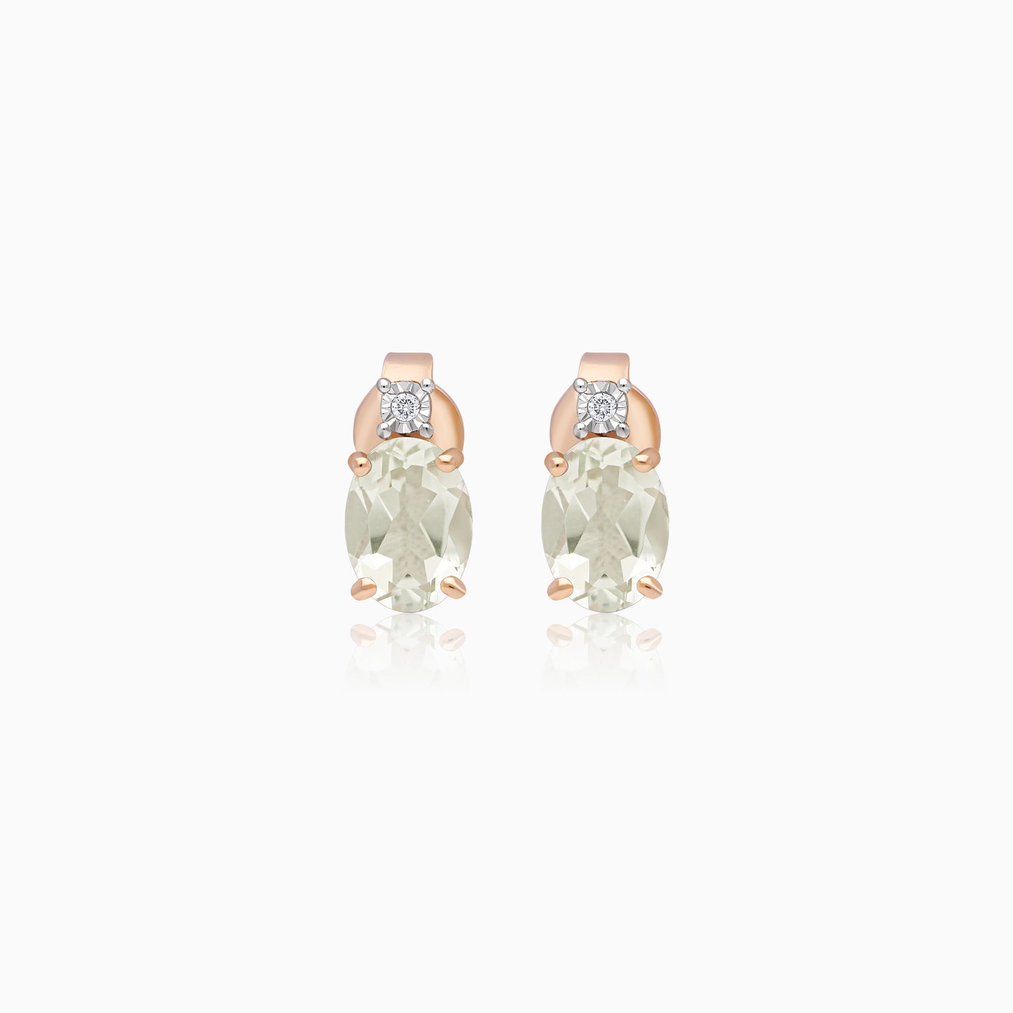 Colour Classic 18k Rose Gold Prasiolite and Natural Diamonds Earrings