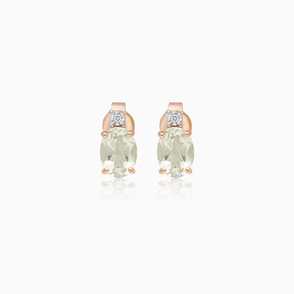 Colour Classic 18k Rose Gold Prasiolite and Natural Diamonds Earrings