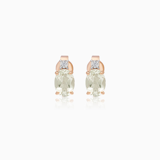 Colour Classic 18k Rose Gold Prasiolite and Natural Diamonds Earrings