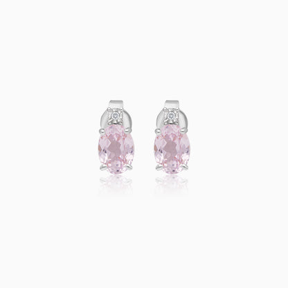 Colour Classic Kunzite and Natural Diamond Earrings in 18k White Gold