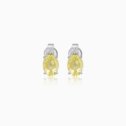 Lemon Quartz & Natural Diamond Pair of Earrings