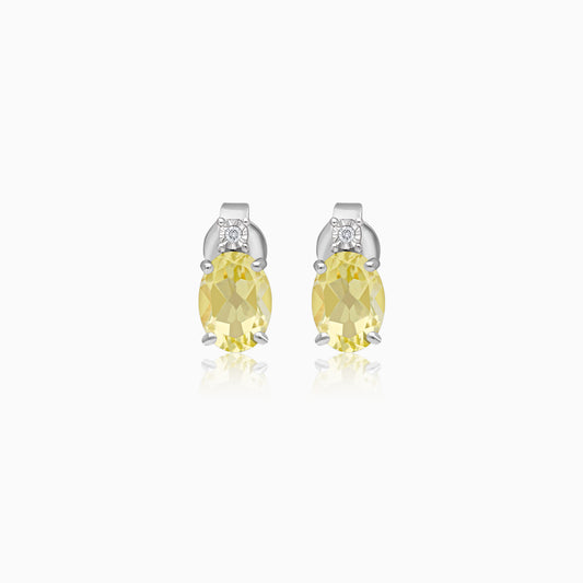 Lemon Quartz & Natural Diamond Pair of Earrings
