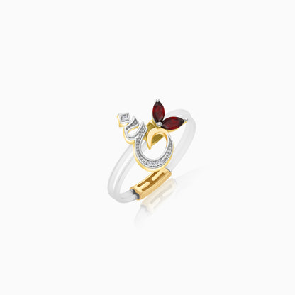 18K Gold Ring "Ghayn" Letter with Natural Diamonds and Gemstones - Floats Collection