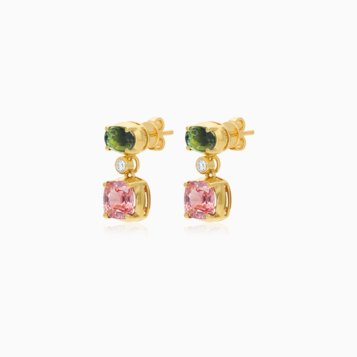 Filo 18k Yellow Gold Natural Diamonds Gemstones Earrings