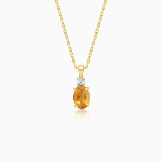 Premium 18k Gold Necklace with Citrine and Natural Diamond – Colour Classic Collection