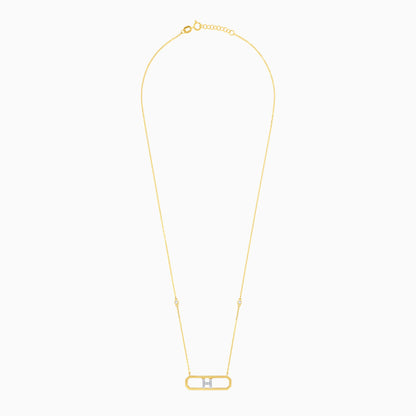 18k yellow gold necklace letter “H” decorated with natural diamond
