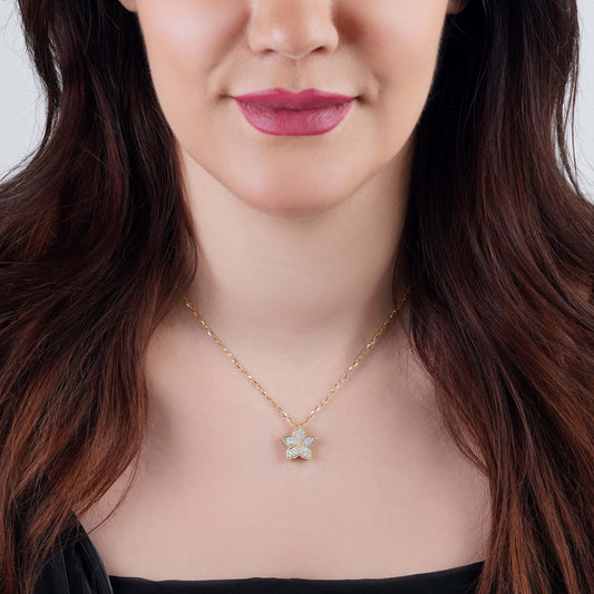 18k Yellow Gold Necklace DECORATED WITH NATURAL DIAMOND STONES from the Fortuna Diamond Collection