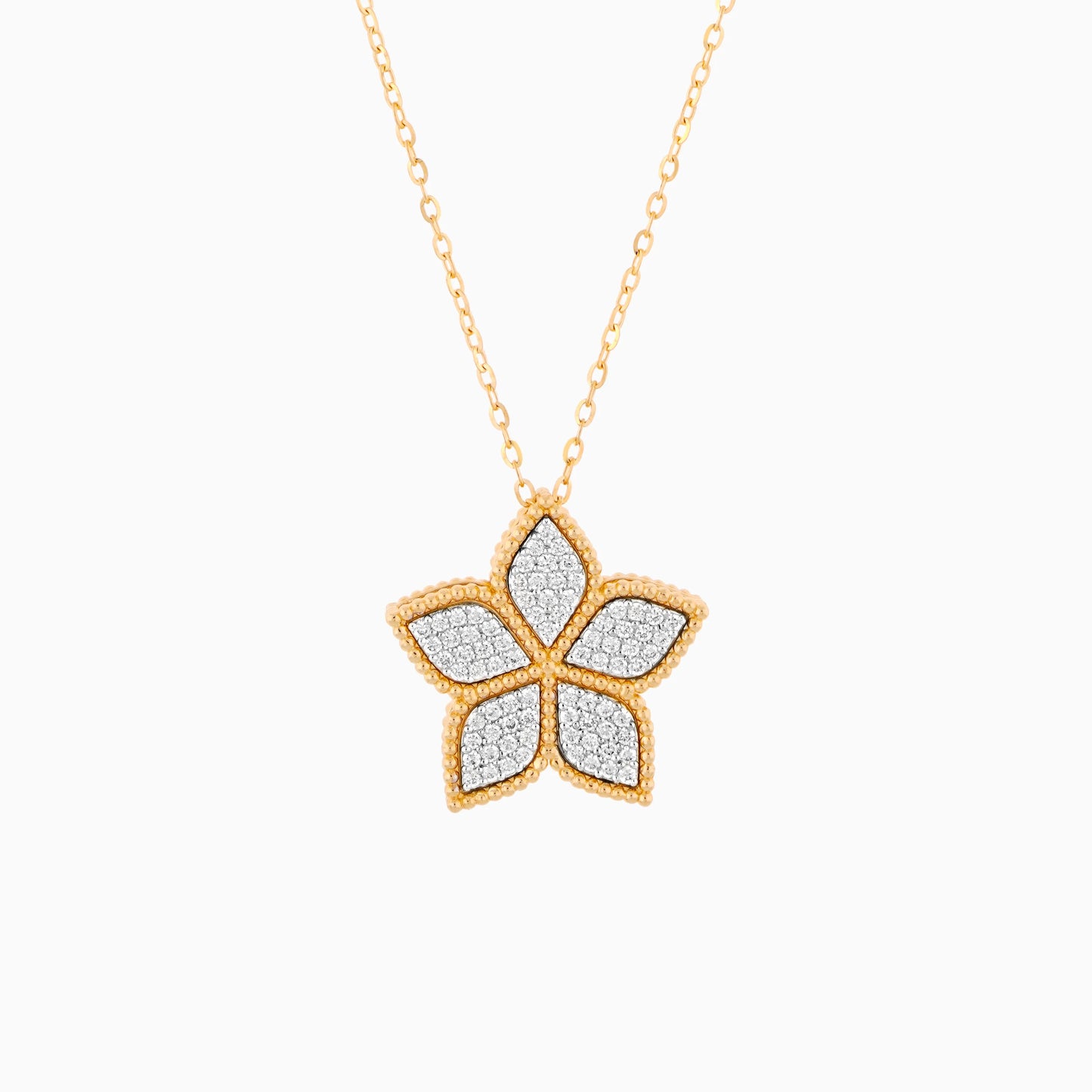 18k Yellow  Gold Necklace DECORATED WITH NATURAL DIAMOND STONES  from the Fortuna Diamond Collection