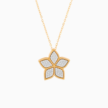 18k Yellow  Gold Necklace DECORATED WITH NATURAL DIAMOND STONES  from the Fortuna Diamond Collection
