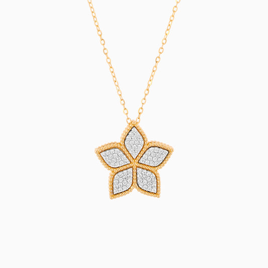 18k Yellow  Gold Necklace DECORATED WITH NATURAL DIAMOND STONES  from the Fortuna Diamond Collection
