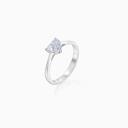 1.0 carat solitaire ring in 18k white gold ring – natural diamond heart shape