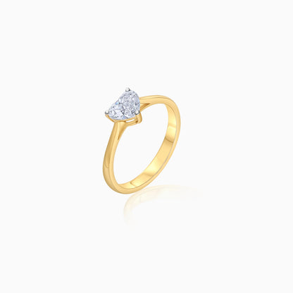 1.0 carat solitaire ring in 18k yellow gold ring – natural diamond heart shape