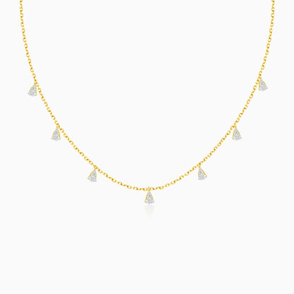 18k yellow gold necklace with dangling natural diamond stones | Trendy collection