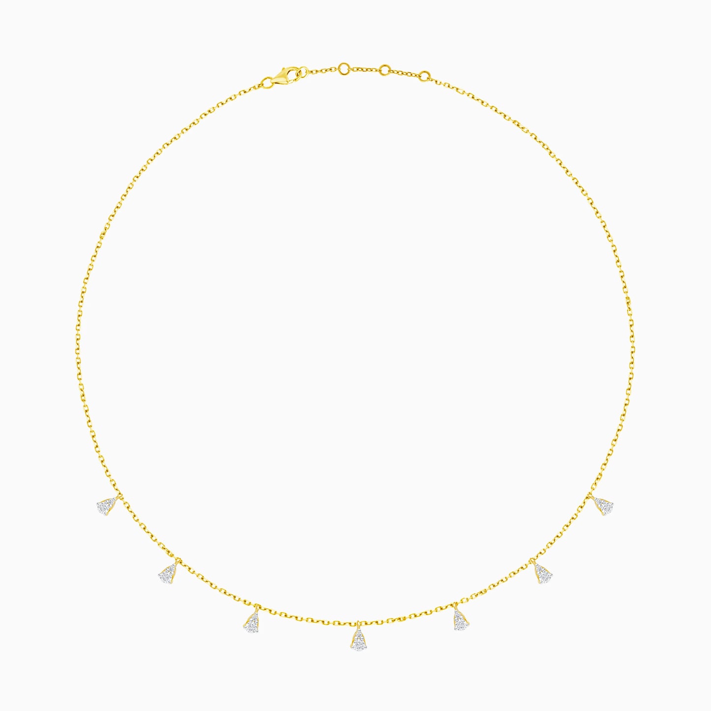 18k yellow gold necklace with dangling natural diamond stones | Trendy collection