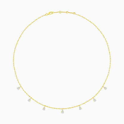 18k yellow gold necklace with dangling natural diamond stones | Trendy collection